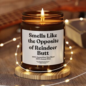 Smells Like the Opposite of Reindeer Butt Soy Wax Christmas Candle, Funny Reindeer Christmas Candle, Scented Christmas Candle, Reindeer Xmas