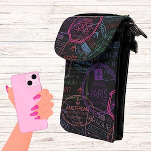 Passport Briefmarken Handy Geldbörse, Reisebrieftasche Crossbody, Festival Crossbody Konzerttasche, Handy Geldbörse Reisezubehör Geldbörse