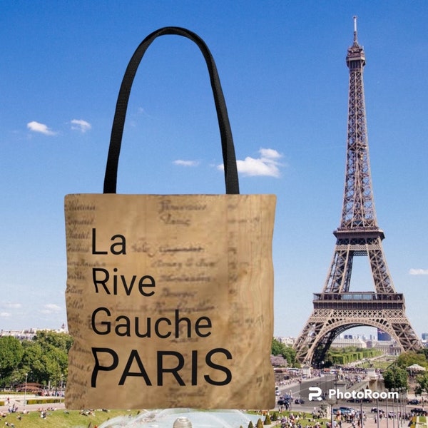 La Rive Gauche Paris Tote Bag, Paris Tote Bag, French Tote bag, Large Paris Tote, La Rive Gauche, Paris Travel Tote, Paris Lover Gift