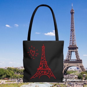 Eiffel Tower Tote Bag, Paris Tote Bag, Graffiti Eiffel Tower Tote Bag, Original Art Tote Bag, Paris Lover Tote Bag, Paris Heart Tote Bag