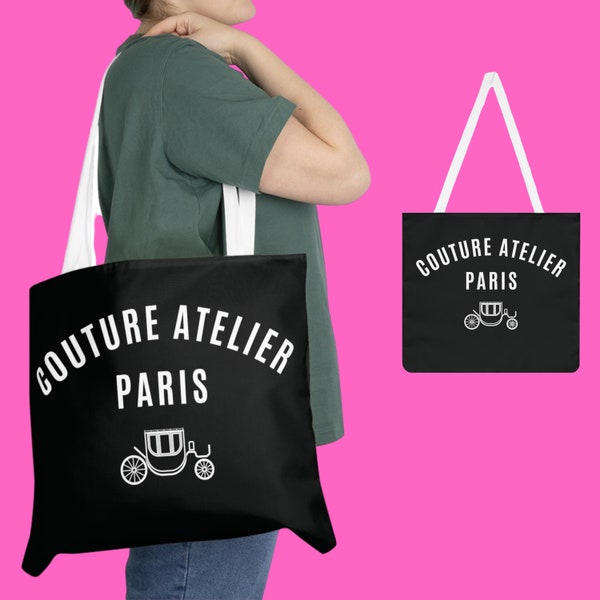 Paris Designer Tote Bag, Couture Atelier Paris Tote Bag, Large French Carryall Bag, Large Shopping Tote Bag, Oversized Carryall Tote