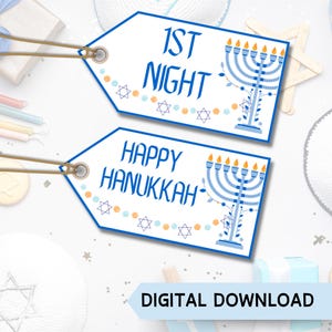 8 Nights of Hanukkah Gift Tags, Gift Tag Printable, Hanukkah Printable, Jewish Gifts