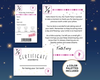 Tooth Fairy Letter with Tooth Fairy Receipt and First Lost Tooth Certificate, First Lost Tooth Tooth Fairy Download, From Tooth Fairy Bundle
