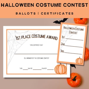 Halloween-Kostümkontest-Stimmzettel und Urkunden, Kostüm-Party-Stimmzettel, Halloween-Party-Kostümpreis, Kostüm-Konkurrenz