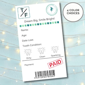 Recibo da Fada do Dente para Imprimir, Recibo de Presente da Fada, Download Instantâneo da Fada do Dente, Primeiro Dente Perdido, Fada do Dente para Meninos, Fada do Dente para Meninas