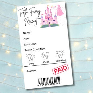 Recibo de Princesa Fada do Dente, Recibo de Presente de Fada, Download Instantâneo de Fada do Dente, Primeiro Dente Perdido, Fada do Dente para Meninos, Fada do Dente para Meninas