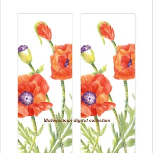SIGNET NUMÉRIQUE COQUELICOTS. Papier numérique. Imprimable, Papier artisanal, Éphémères, Créations shabby chic, Journal indésirable, Collage, découpage, Scrapbook