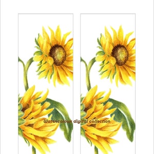 SUNFLOWER DIGITAL BOOKMARK. Digital Paper. Printable, Craft Paper, Ephemera, Shabby Chic Craft, Junk Journal, Collage, Decoupage, Scrapbook