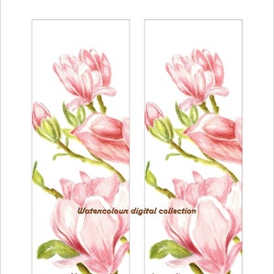 Magnolia Watercolor Bookmark: Printable Floral Ephemera (Digital Download)