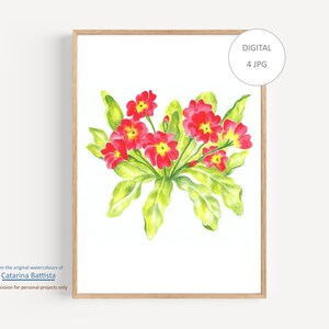 Watercolor Primrose Print: Spring Floral Wall Art (Digital Download)