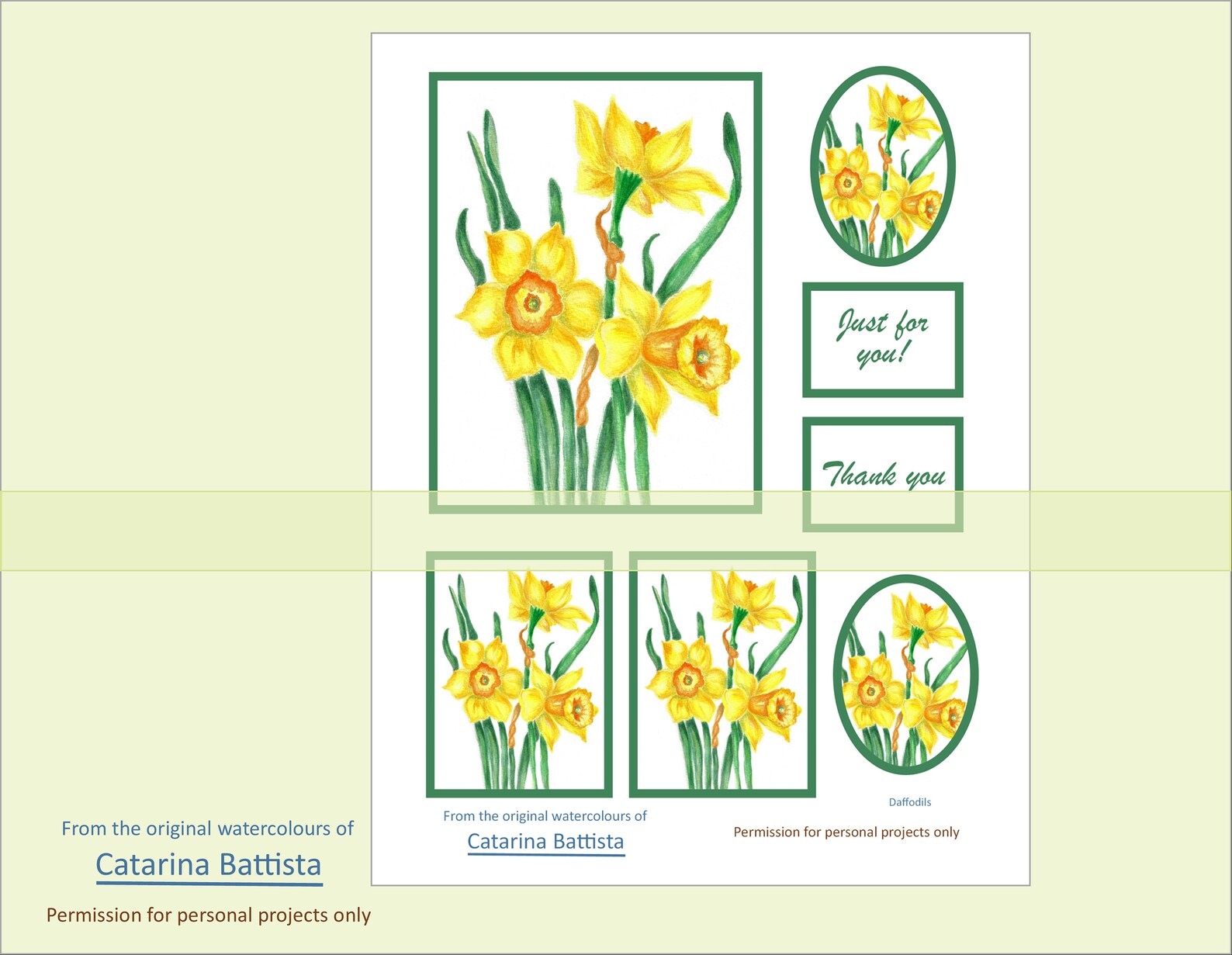 DAFFODIL CARD. Daffodil Watercolor. Flower Watercolor Ephemera Image