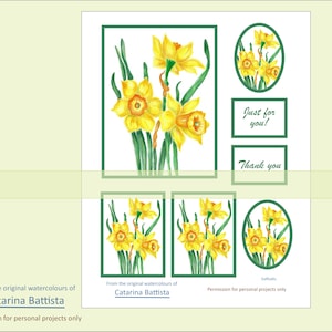 NARZISSE KARTE. Narzisse Aquarell. Blumen Aquarell Ephemera Bild für Karte, Postkarte, Tags, ATC, Journaling, Decoupage, Sofort Download