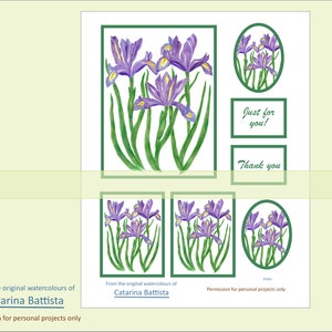 Iris Card: Printable Watercolor Flower Image for Card, Postcard, Tags, ATC, Journaling (Digital Download)