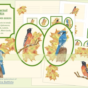 Autumn Birds Journal, Autumn Journal Kit, Fall Junk Journal, Autumn Ephemera, Autumn Printable, Autumn Themed Journal and Ephemera