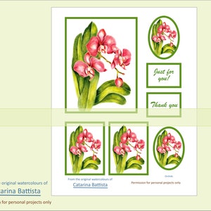 ORCHIDEEN Karte. Florale digitale Karte. Druckbare Download. Botanisch, Geschenkanhänger, ATC, Postkarte, Digitales Collage Sheet, Kraftpapier, Junk Journal