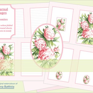 Pink Peony Journal Kit, Floral Digital Journal, Planner, Junk Journal, Printable Paper, Pages, Collage Kit, Digital Kit, Scrapbook Kit