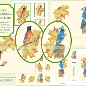 Autumn Birds Ephemera Pack, Autumn Journal Kit, Fall Junk Journal, Fall Ephemera, Autumn Printable, Autumn Themed Ephemera and Journal