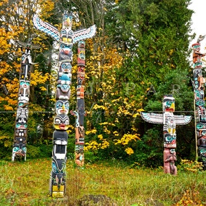 Totem Pole, Fall, Leaves Changing, Vancouver, Northwest, Canada, Fine Art Photography Prints for Home, Office, Business, Gift
