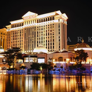 Caesars Palace over Bellagio Pond Photograph, Las Vegas, Casino, Wall Decor, Fine Art Photography Prints for Home, Office, Business, Gift