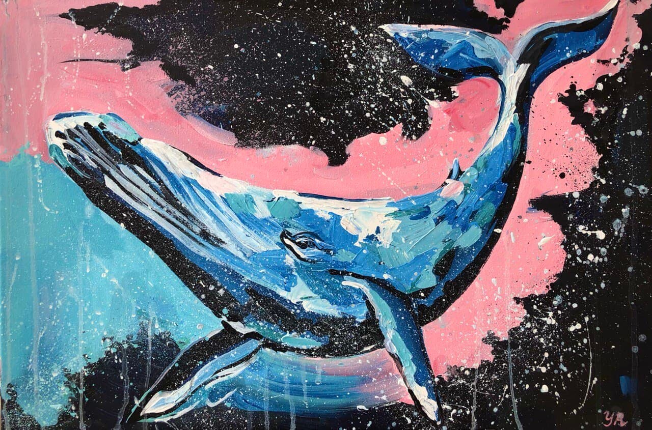Large abstract painting Acrylic whale canvas painting Etsy