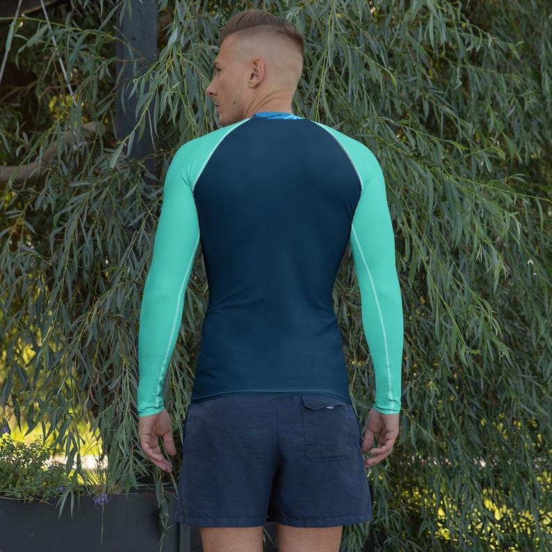 Turtle Rash Guard Circle of Turtles Rash Guard – Blue Hawaiian Flowers & Leaves ...