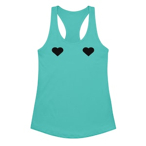 Camiseta sin mangas con corazón negro / Camiseta sin mangas minimalista y coqueta / Camiseta atrevida para festivales / Camiseta para despedidas de soltera / Camiseta sin mangas con gráfico de pechos divertido
