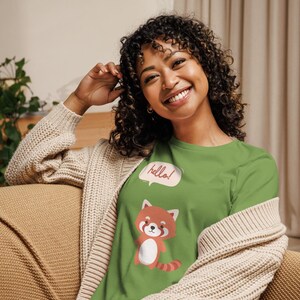 Hello Red Panda Shirt – Cute Cartoon Red Panda Greeting Tee – Adorable Animal Lover Gift, Kawaii Style for Pet & Nature Fans