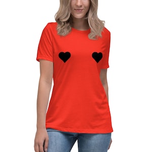 Black Heart Boob T-Shirt | Cute Flirty Tee for Women | Minimalist Risqué Shirt | Bachelorette Gift | Edgy Festival Top | Boob Heart Shirt