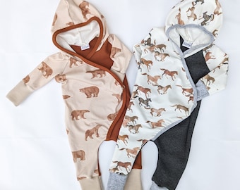 Organic Infant Baby Romper with Bears/Horses