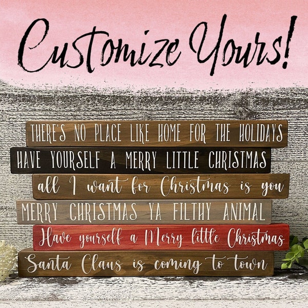 Christmas Farmhouse Small Table Signs, Wood Holiday Sayings Desk Sign, Custom Christmas Sign