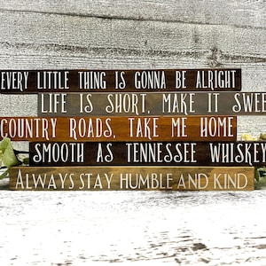 Song Lyrics Small Farmhouse Signs, Home Office Signs, Country Song Signs, Wood Quote Signs