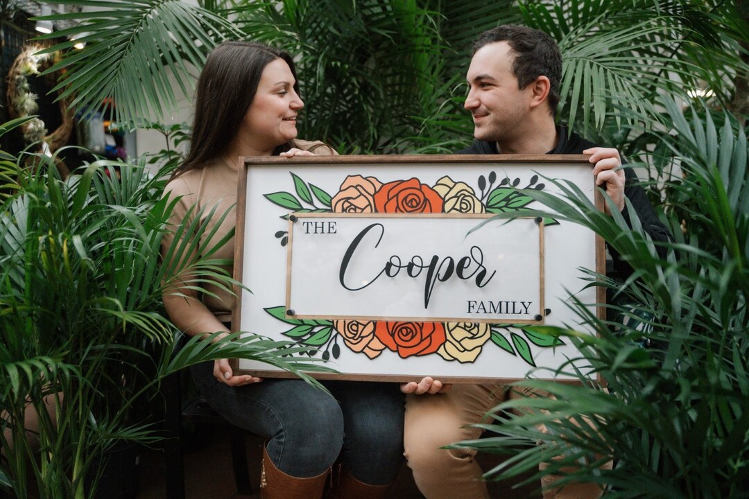 Large Last Name Sign, Floral Centerpiece Home Decor, Wedding Name Sign ...