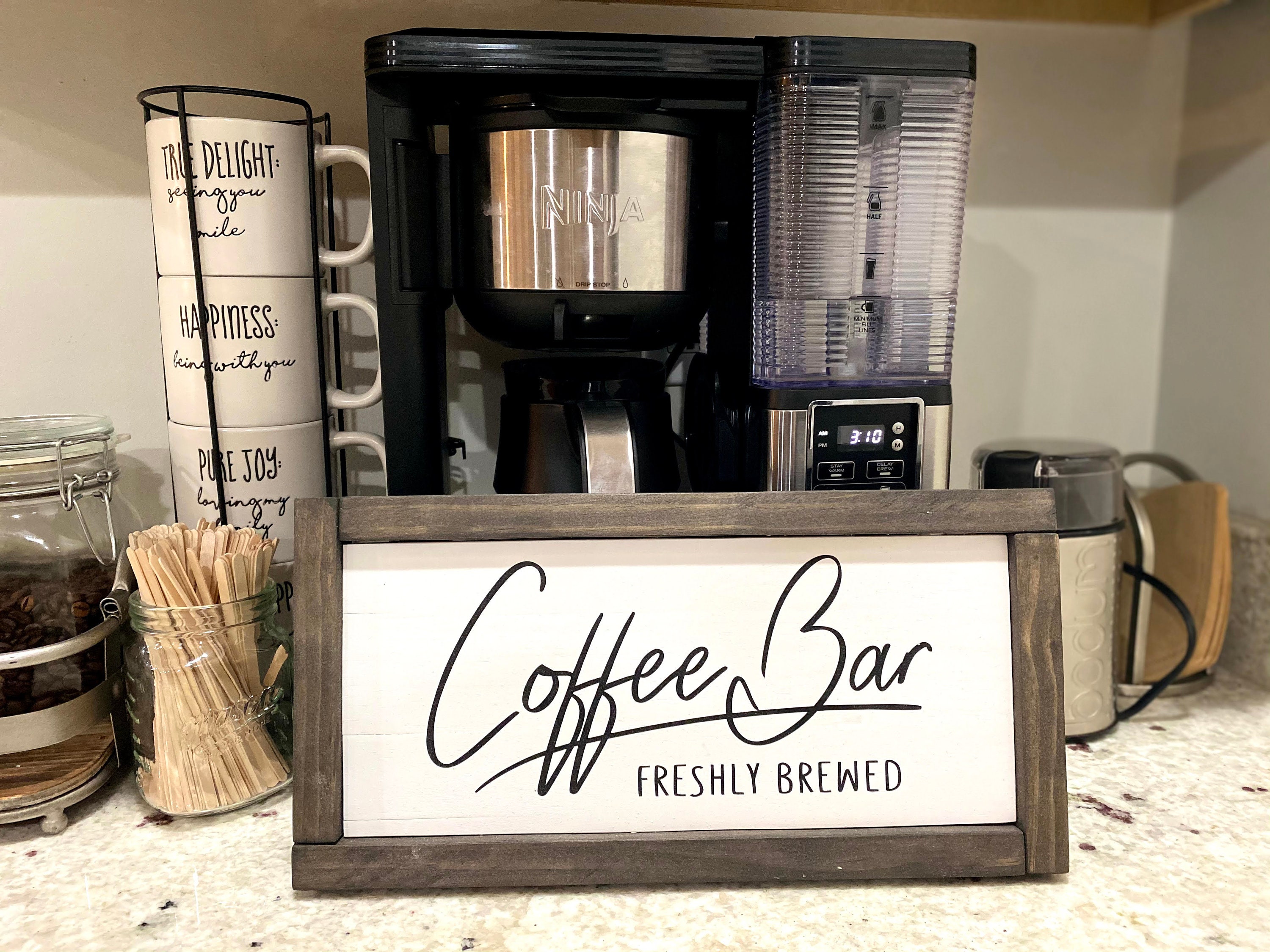 Coffee Bar Wood Sign Coffee Station Sign Kitchen Home Decor Etsy
