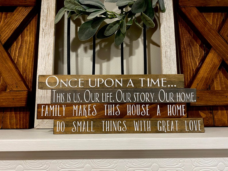 Stained Wood Sign Custom Wood Signs Home Farmhouse Small Tabletop Signs