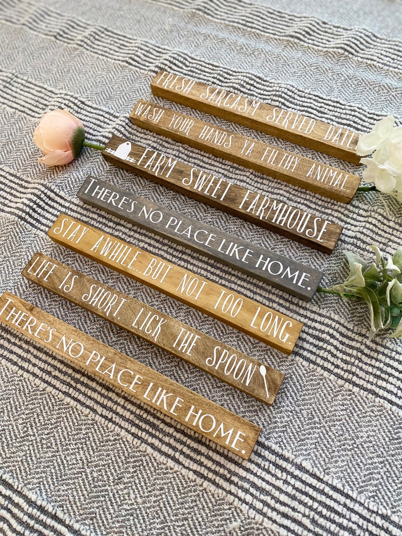 Home Farmhouse Small Tabletop Signs Custom Wood Signs Etsy
