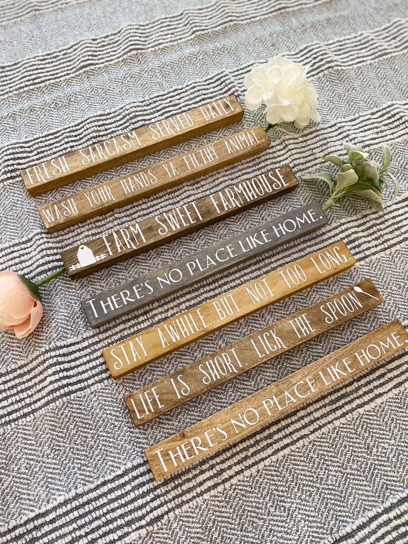 Home Farmhouse Small Tabletop Signs Custom Wood Signs Etsy
