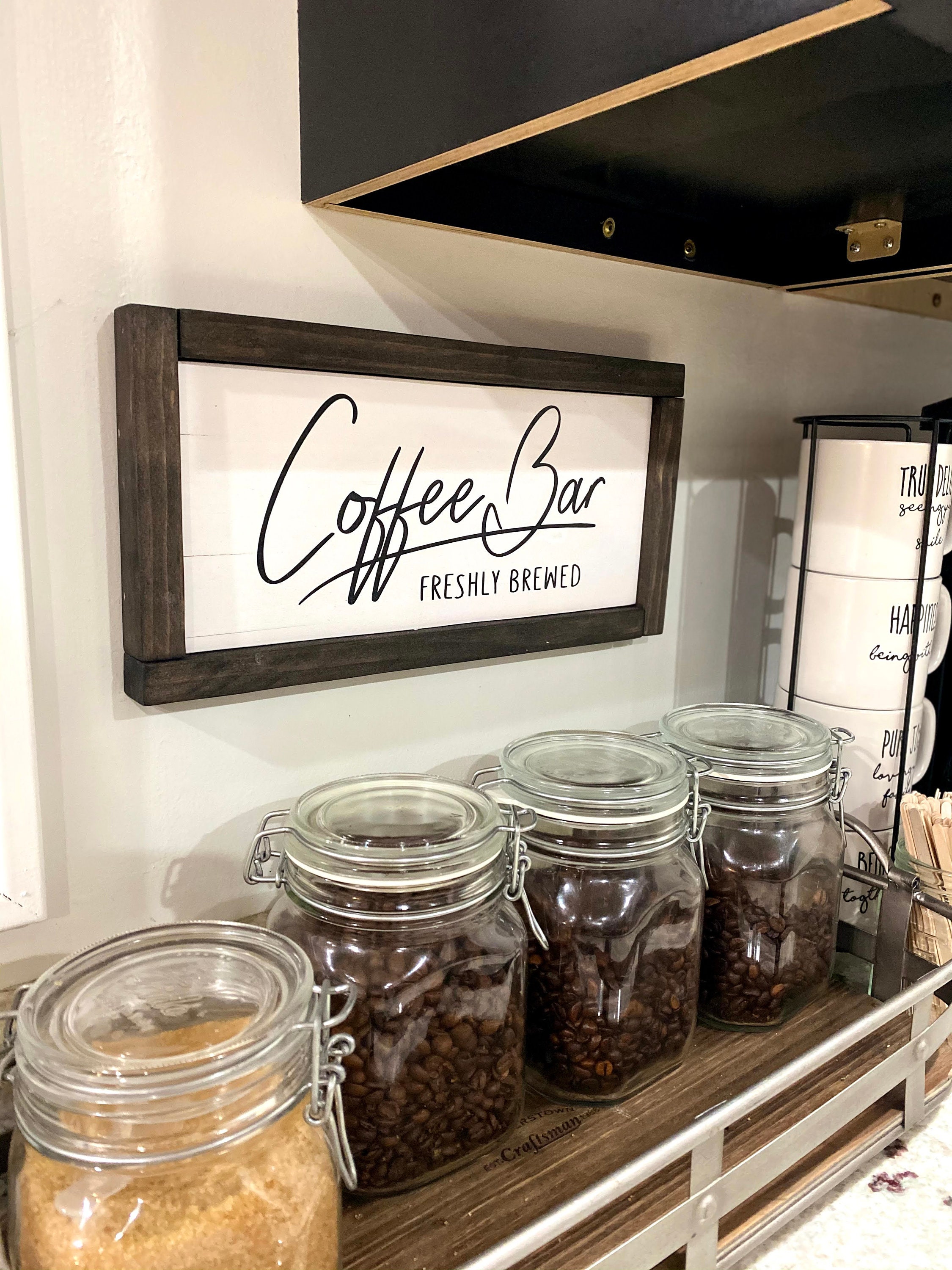 Coffee Bar Wood Sign Coffee Station Sign Kitchen Home Decor Etsy