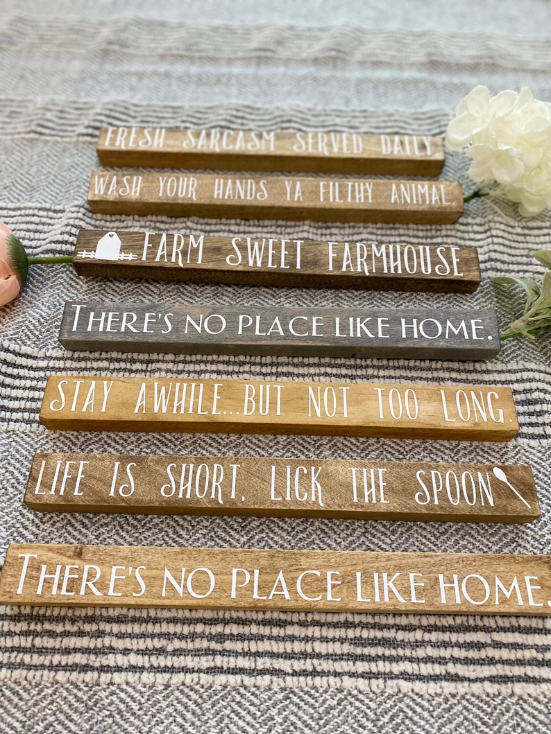 Home Farmhouse Small Tabletop Signs Custom Wood Signs Etsy