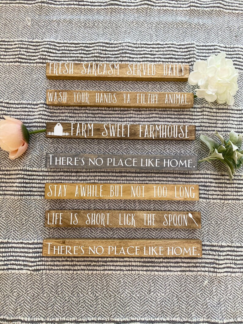 Home Farmhouse Small Tabletop Signs Custom Wood Signs Etsy