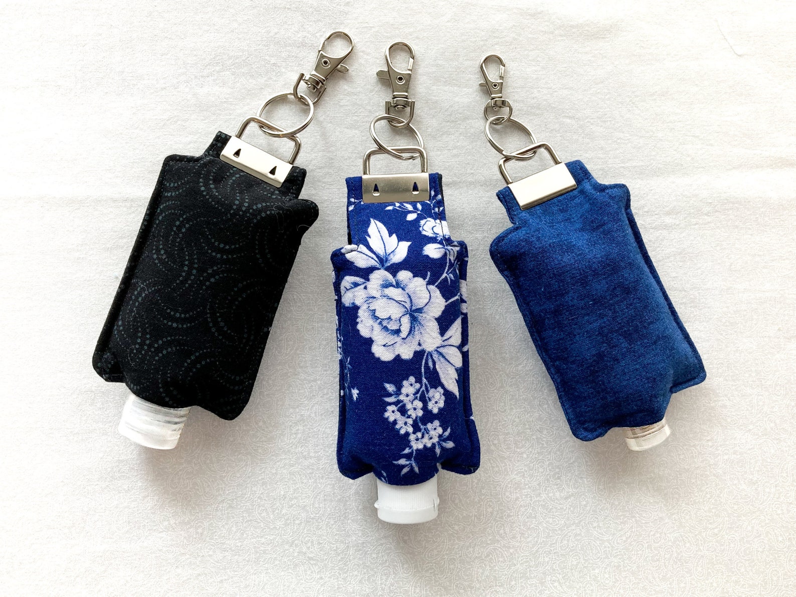 Hand Sanitizer Holder Keychain & Lotion Pouch Black and Blue Etsy