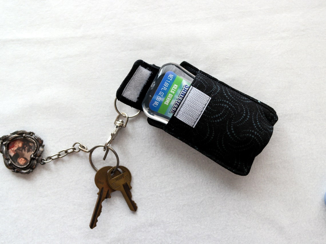 Hand Sanitizer Holder Keychain & Lotion Pouch Black and Blue Etsy