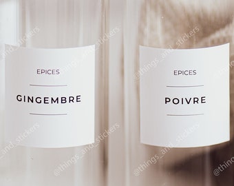 Etiquettes pour pots à épices waterproof personnalisées I organisation tiroir à épices I labels I cuisine zéro déchet - modèle 8