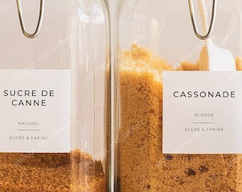 Etiquetas personalizadas impermeables para frascos, despensa, lavadero, organización de cocina, etiquetas minimalistas