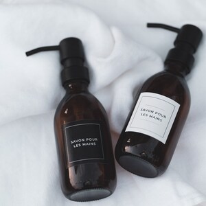 Etiquette personnalisée noire ou blanche pour bouteille, flacon et distributeur I étiquettes pour contenants zéro déchet