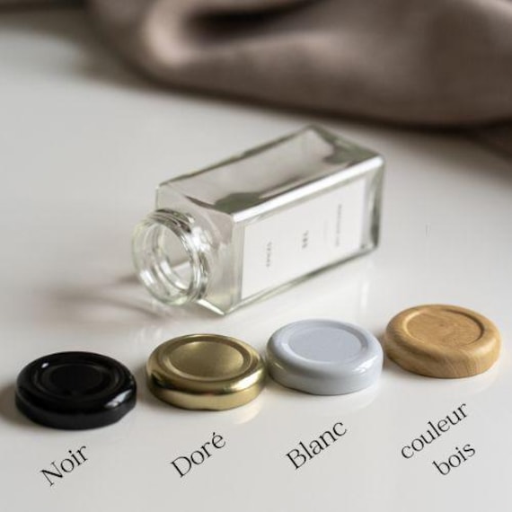Couvercle métal 38mm pour pot à épices disponibles sur la boutique - Couvercle de remplacement | 4 couleurs : Noir, Blanc, Bois métal, Doré