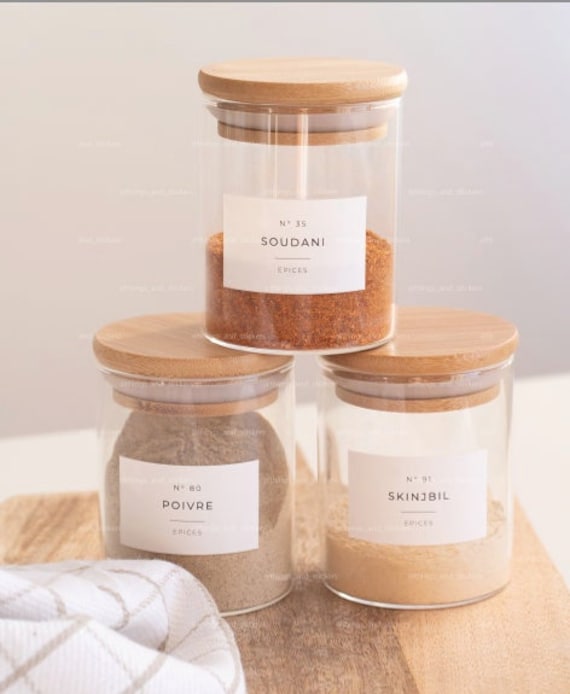 Spice Jars With Labels / Custom Spice Labels / Glass Jar With