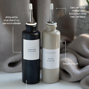 Bouteille Vinaigre Design élégant Bouteille Huile Céramique Qivine - Distributeur Huile Olive 300ml - Bec Verseur Pratique Bec Verseur Huile