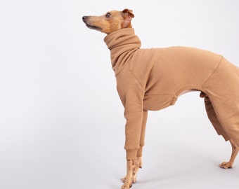Sweatshirt for Italian Greyhounds | Warm, Thick & Cozy Iggy Clothing | Peanut Light Brown Jumpsuit