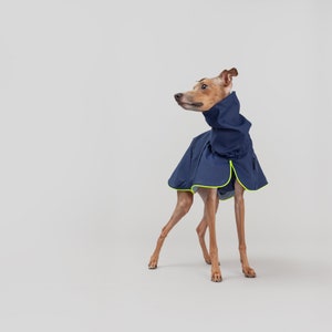 Milky Way: Urban Raincoat for Italian Greyhounds | Waterproof clothes for Iggies | City Dog Clothes | Blue & Neon Yellow