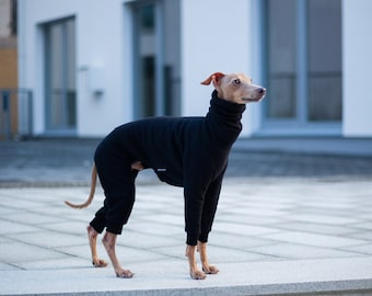 Romper for Italian Greyhounds | Warm, Thick & Cozy Iggy Clothing | Black | Classy Jumpsuit | Black is the new Black